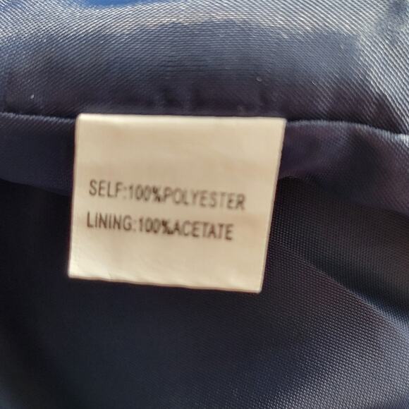 Kay Unger Longline Double Breasted Belted Jacket & Dress Set Navy Satin 14 - Picture 11 of 12